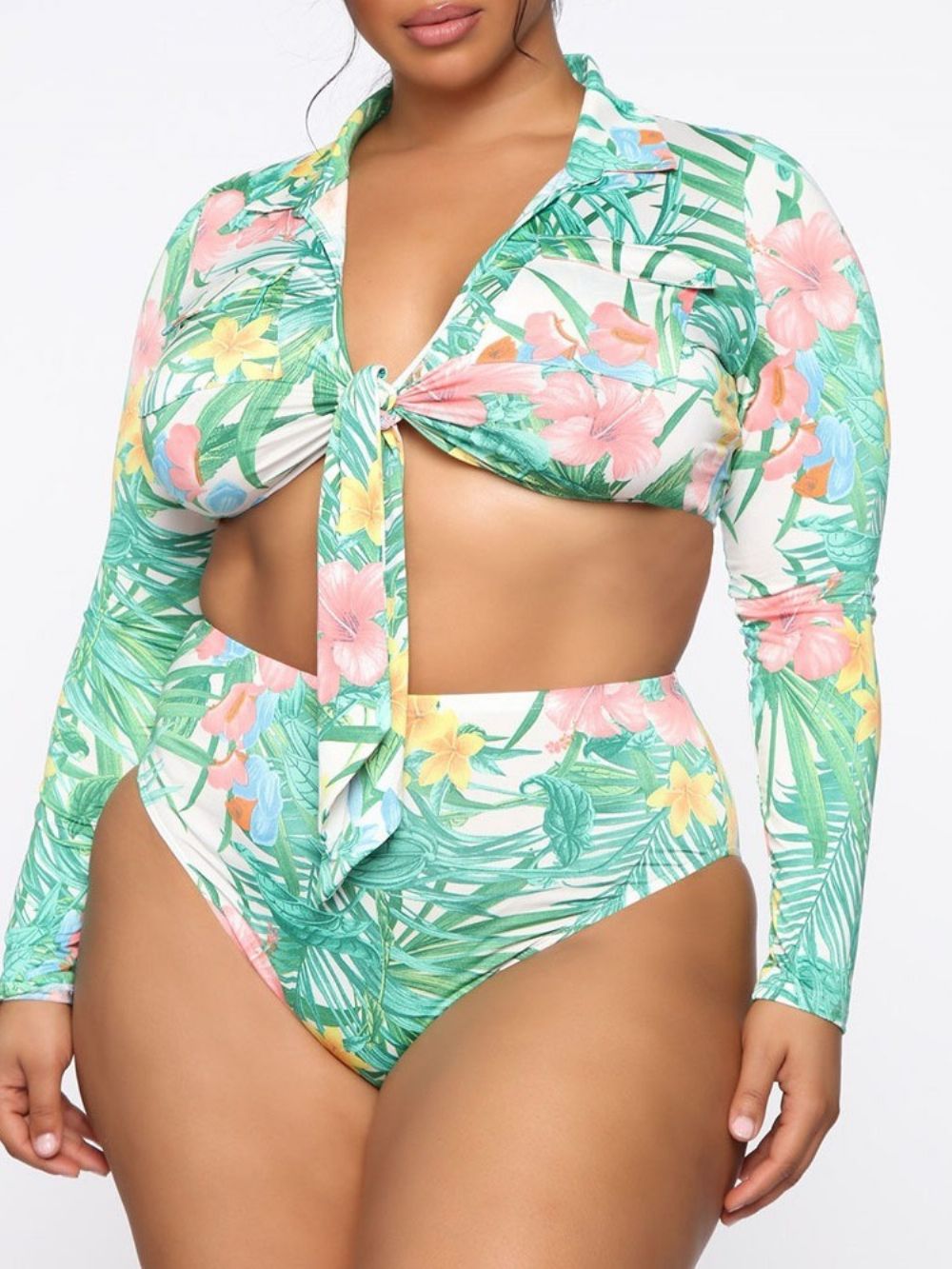 Estampa Tankini Conjunto Western Swimwear Plus Size