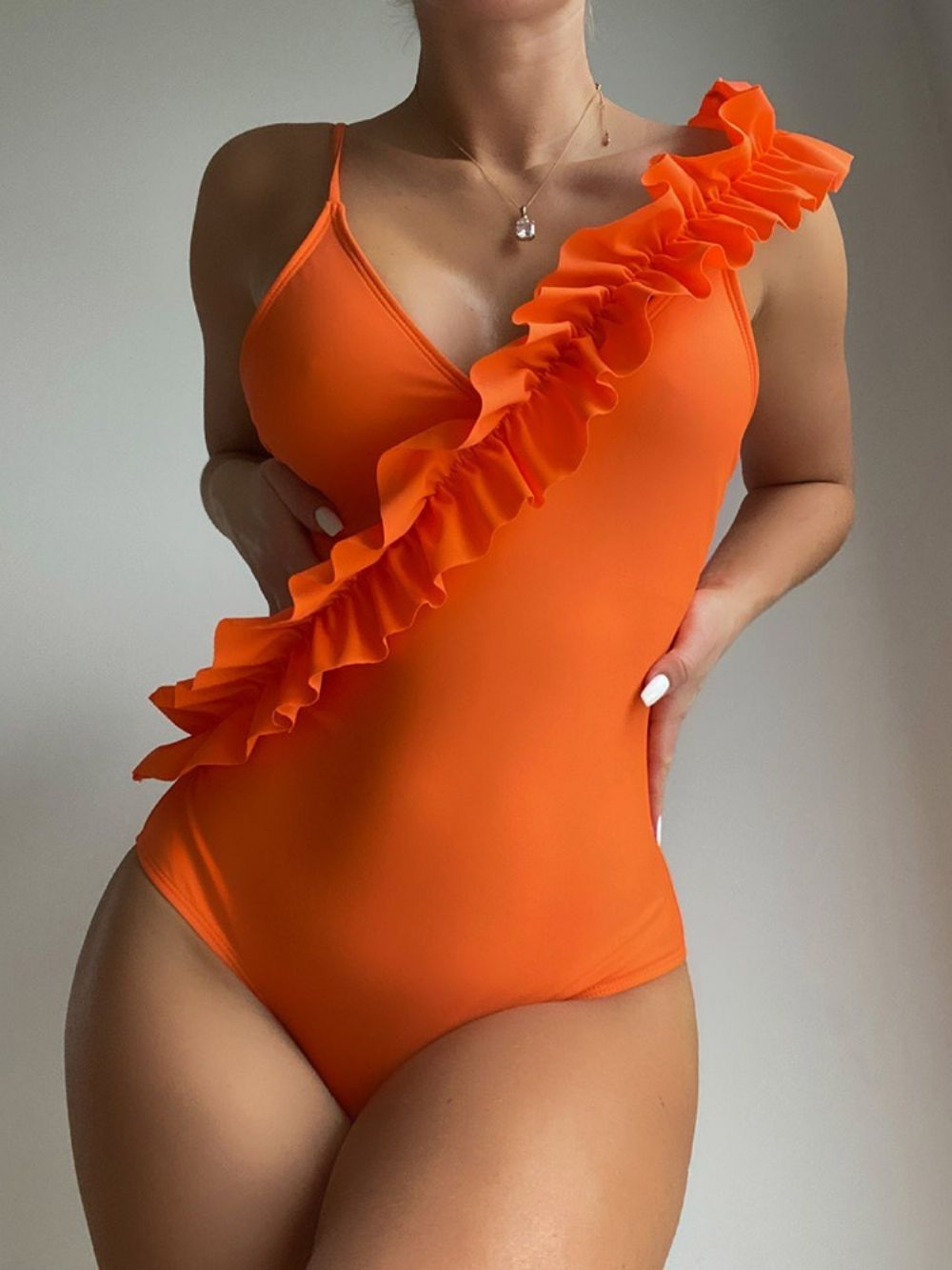 Roupa De Banho Laranja Sexy De Uma Peça