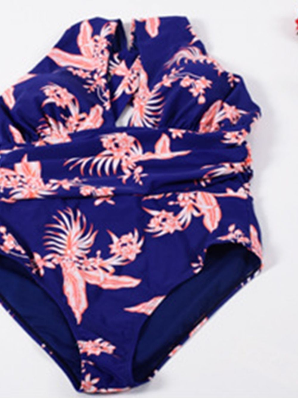 Roupa De Banho Oca De Uma Peça Floral Com Cadarço Sexy Plus Size