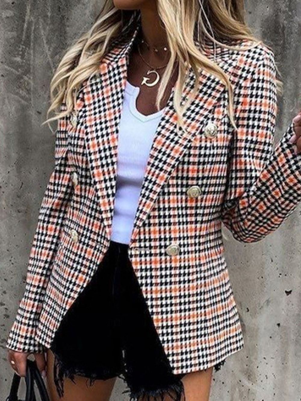 Blazer Casual De Comprimento Médio De Inverno Sem Manga Com Lapela Entalhada