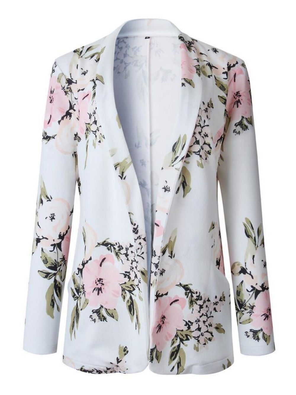 Blazer Casual Floral Manga Três Quartos De Comprimento Médio Primavera