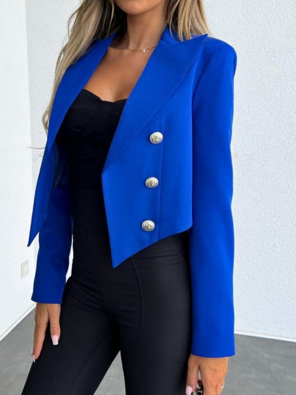 Blazer Casual De Outono Com Lapela Entalhada Simples E Trespassado Regular