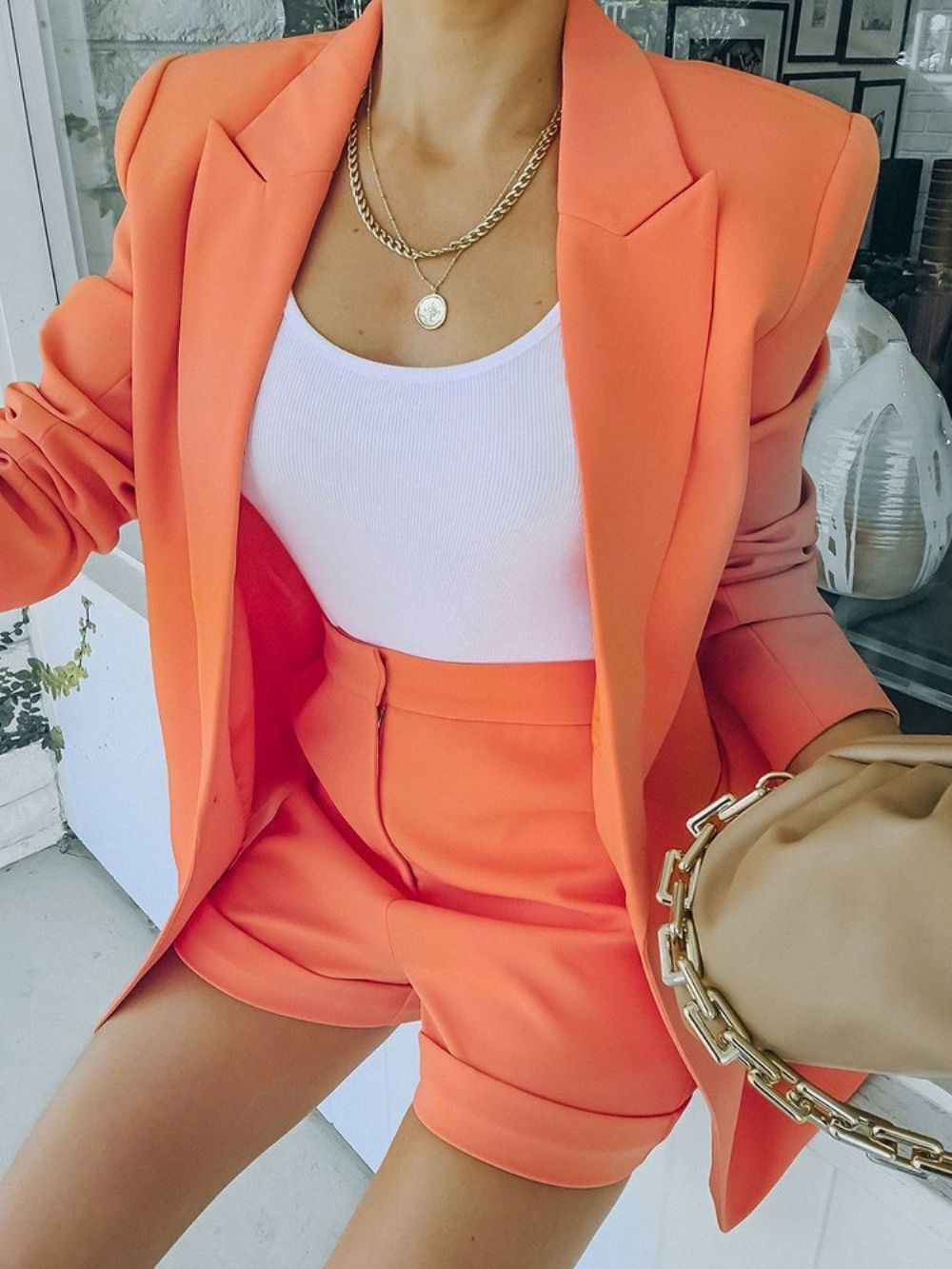 Blazer Casual De Outono De Manga Comprida Simples Com Um Botão