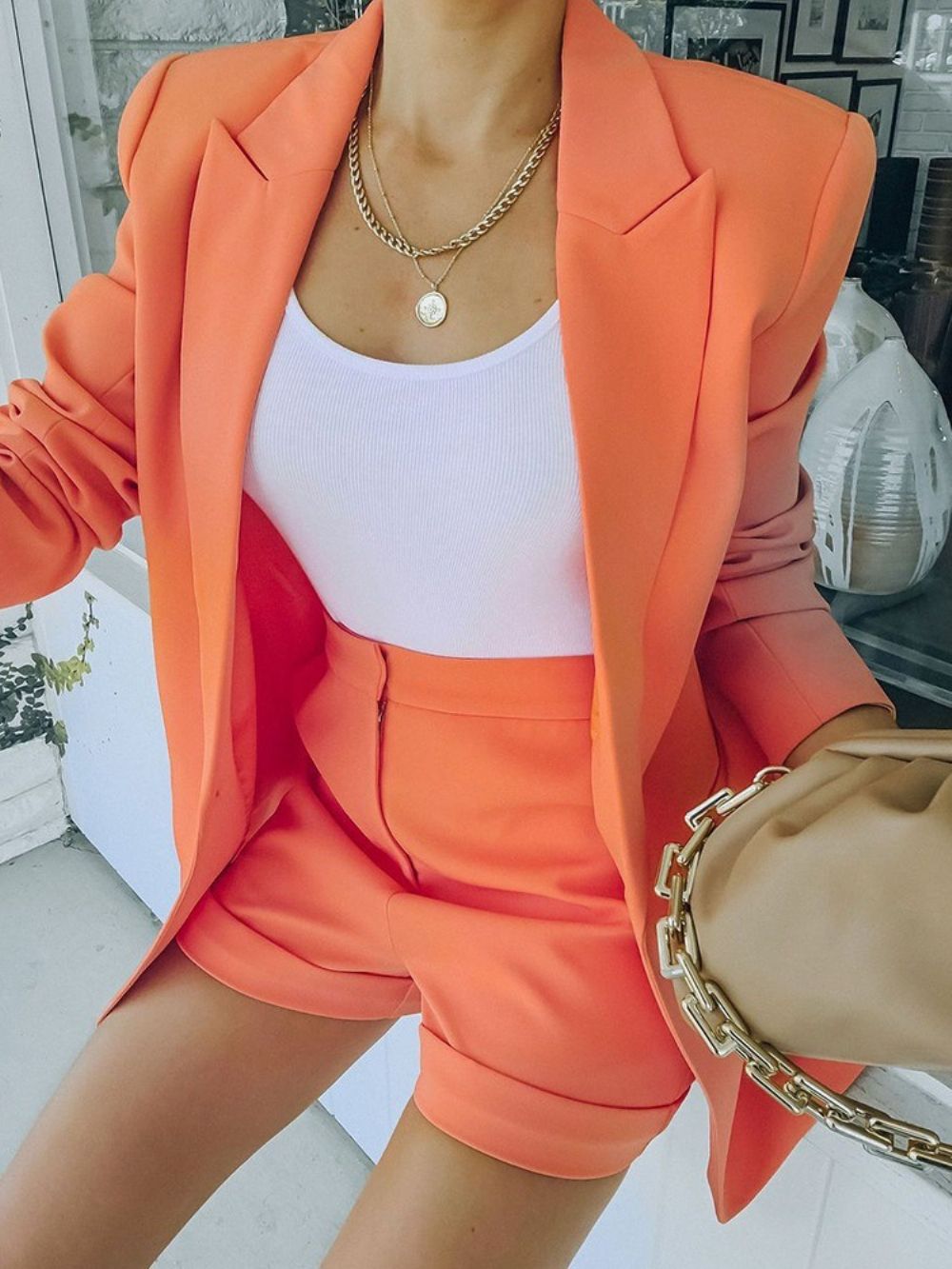 Blazer Casual De Outono De Manga Comprida Simples Com Um Botão