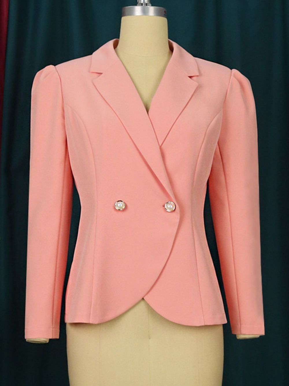 Blazer Casual Padrão Manga Longa Trespassado Simples Primavera