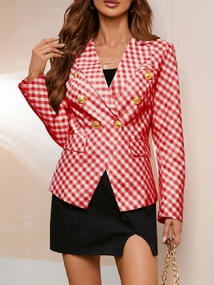 Blazer Casual Casual Casual Regular Com Lapela Entalhado Trespassado Duplo