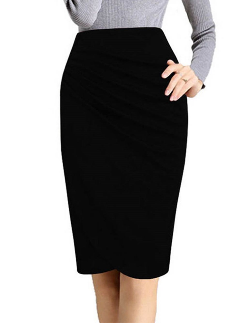 Saia Feminina Cintura Alta Plissada Bodycon