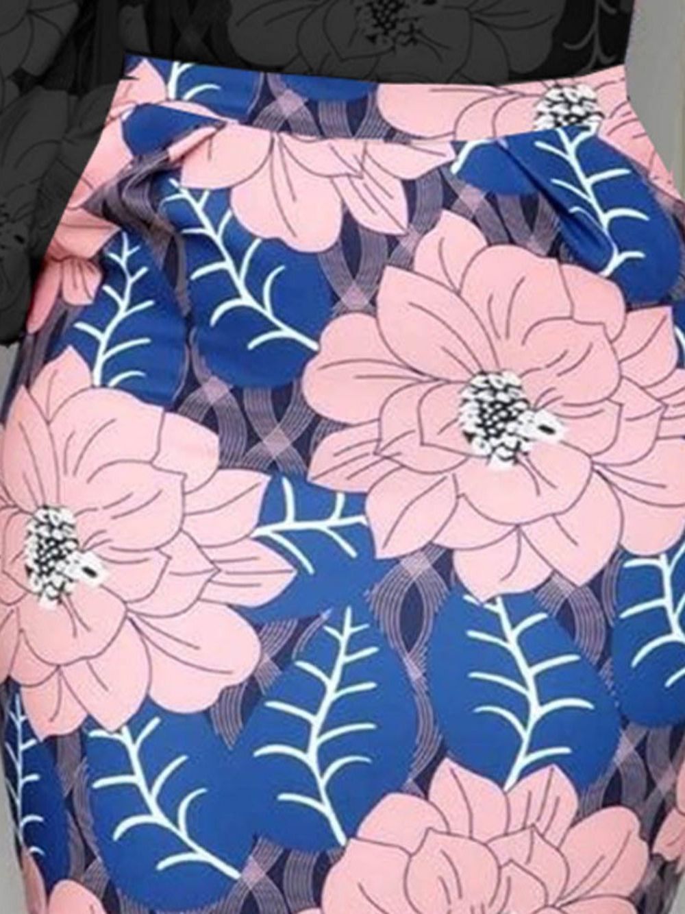 Saia Floral Moda Meia-Panturrilha Estampada