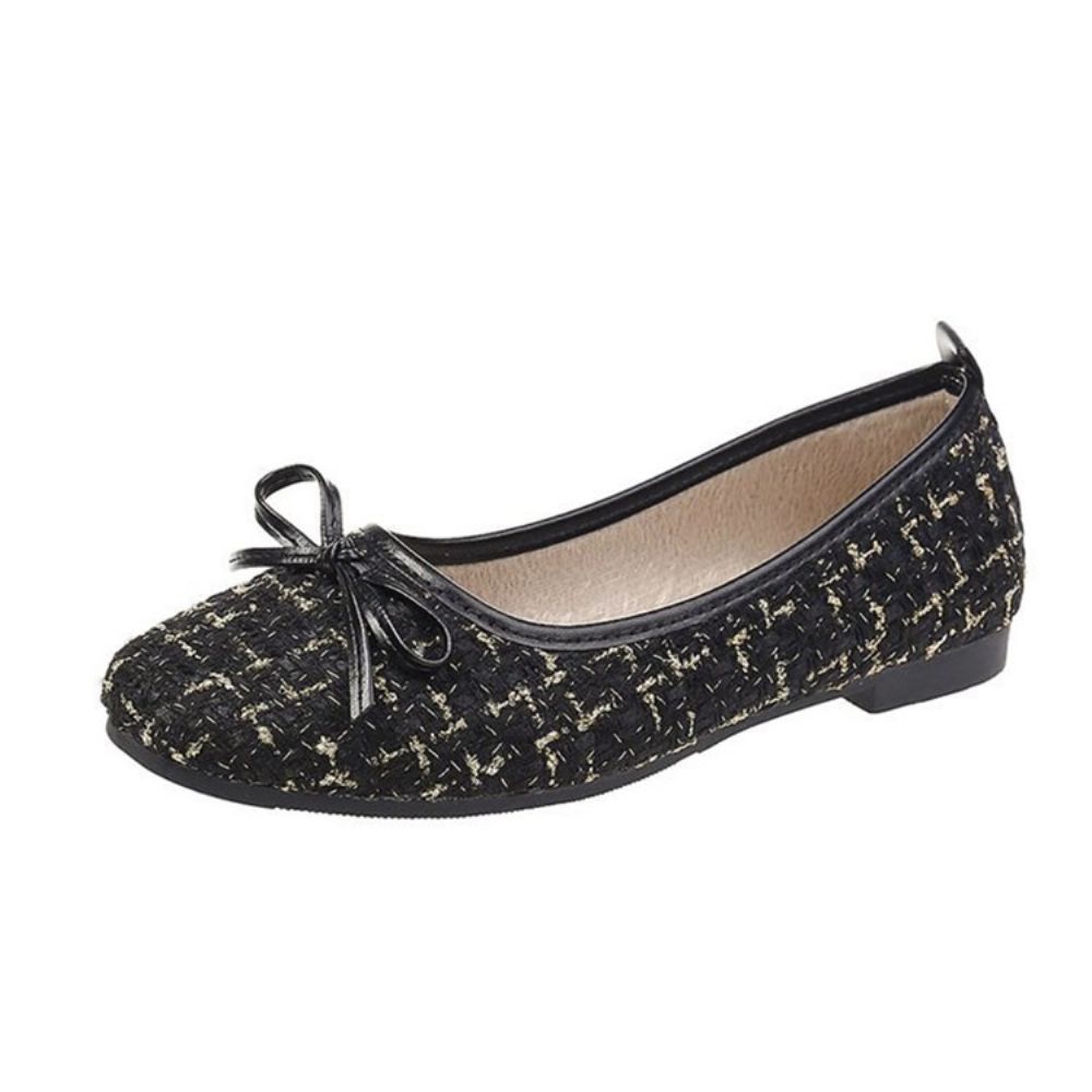 Sapatilhas Femininas Sweet De Salto Bloco Bico Redondo Bowknot