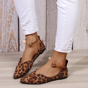 Sapatos Finos De Leopardo Com Salto Bloco De Miçangas