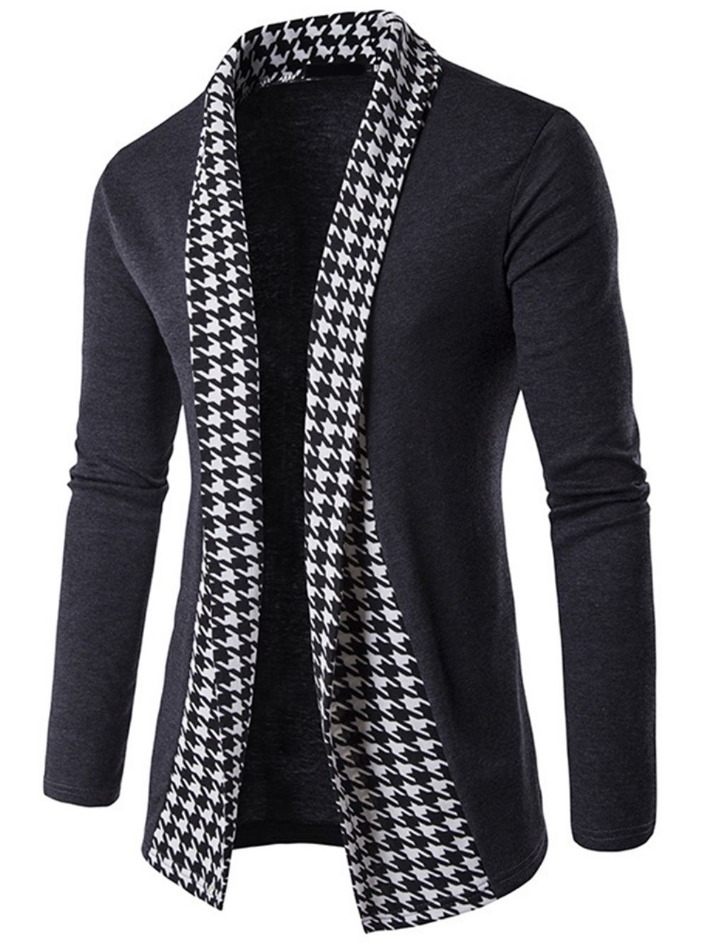 Cardigan Masculino De Malha De Retalhos Vogue Houndstooth