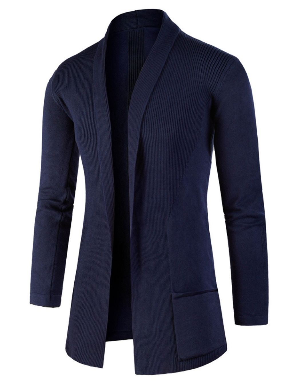 Suéter Cardigan Lapel Slim De Comprimento Médio Masculino