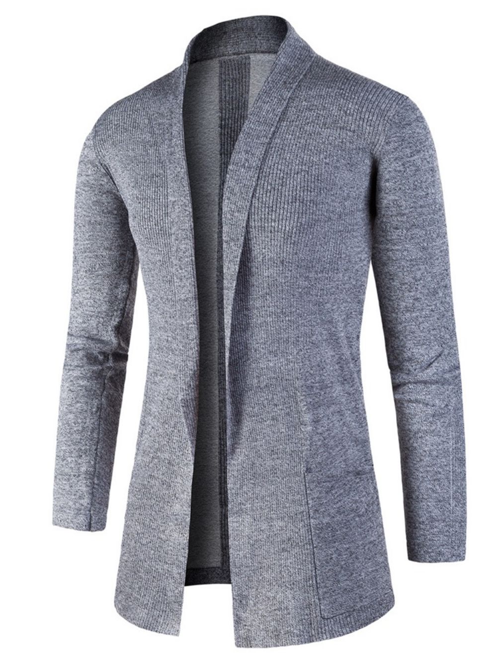 Suéter Cardigan Lapel Slim De Comprimento Médio Masculino