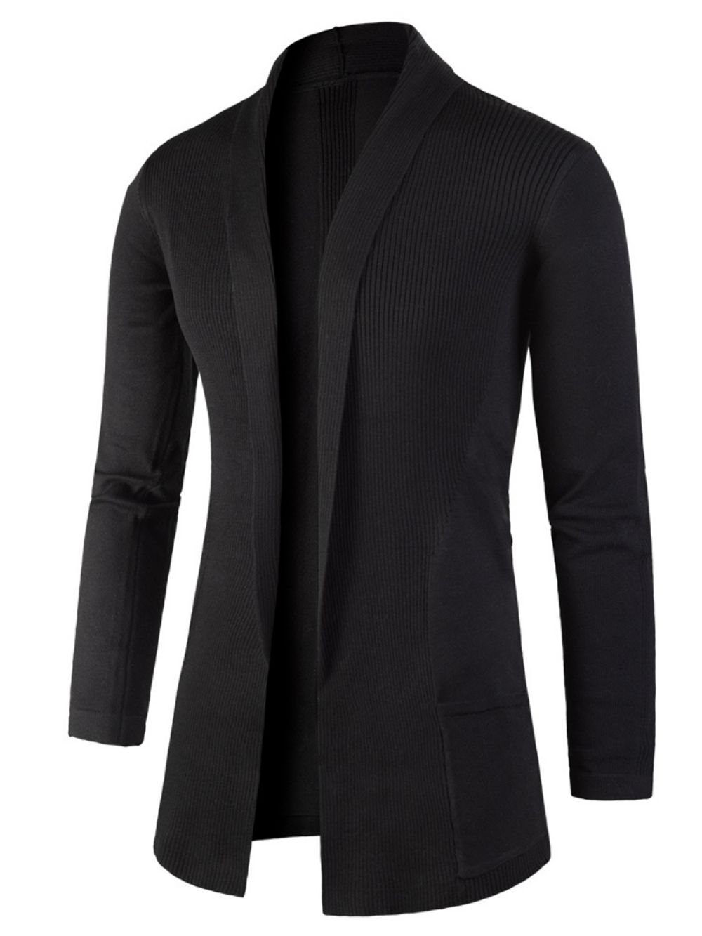 Suéter Cardigan Lapel Slim De Comprimento Médio Masculino