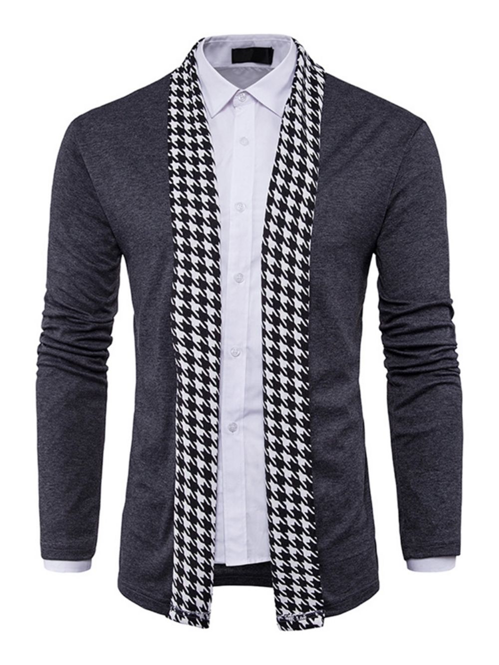 Suéter Masculino Padrão Houndstooth Slim Outono