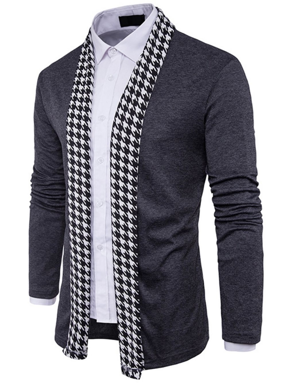 Suéter Masculino Padrão Houndstooth Slim Outono