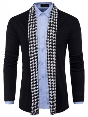 Suéter Masculino Padrão Houndstooth Slim Outono