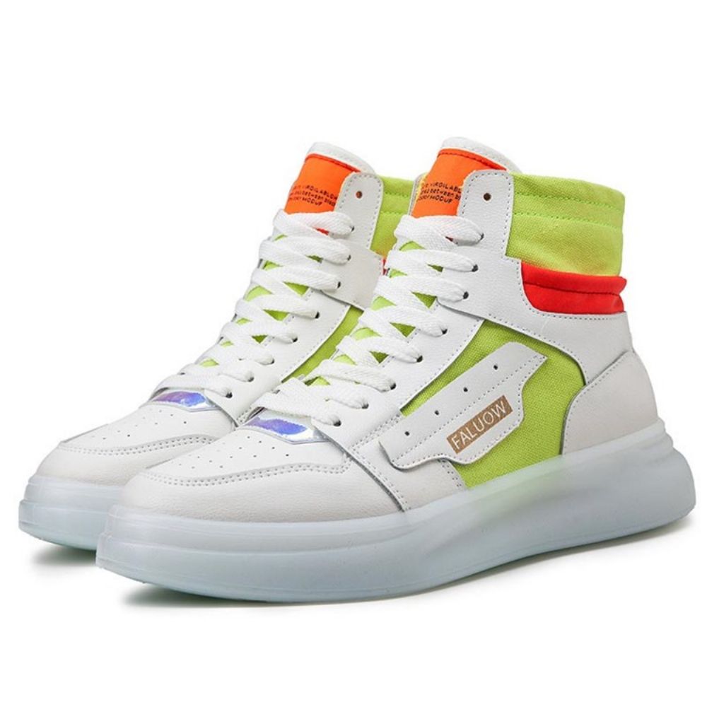 Sapatos De Skate Masculinos Color Block Bico Redondo Com Corte Alto