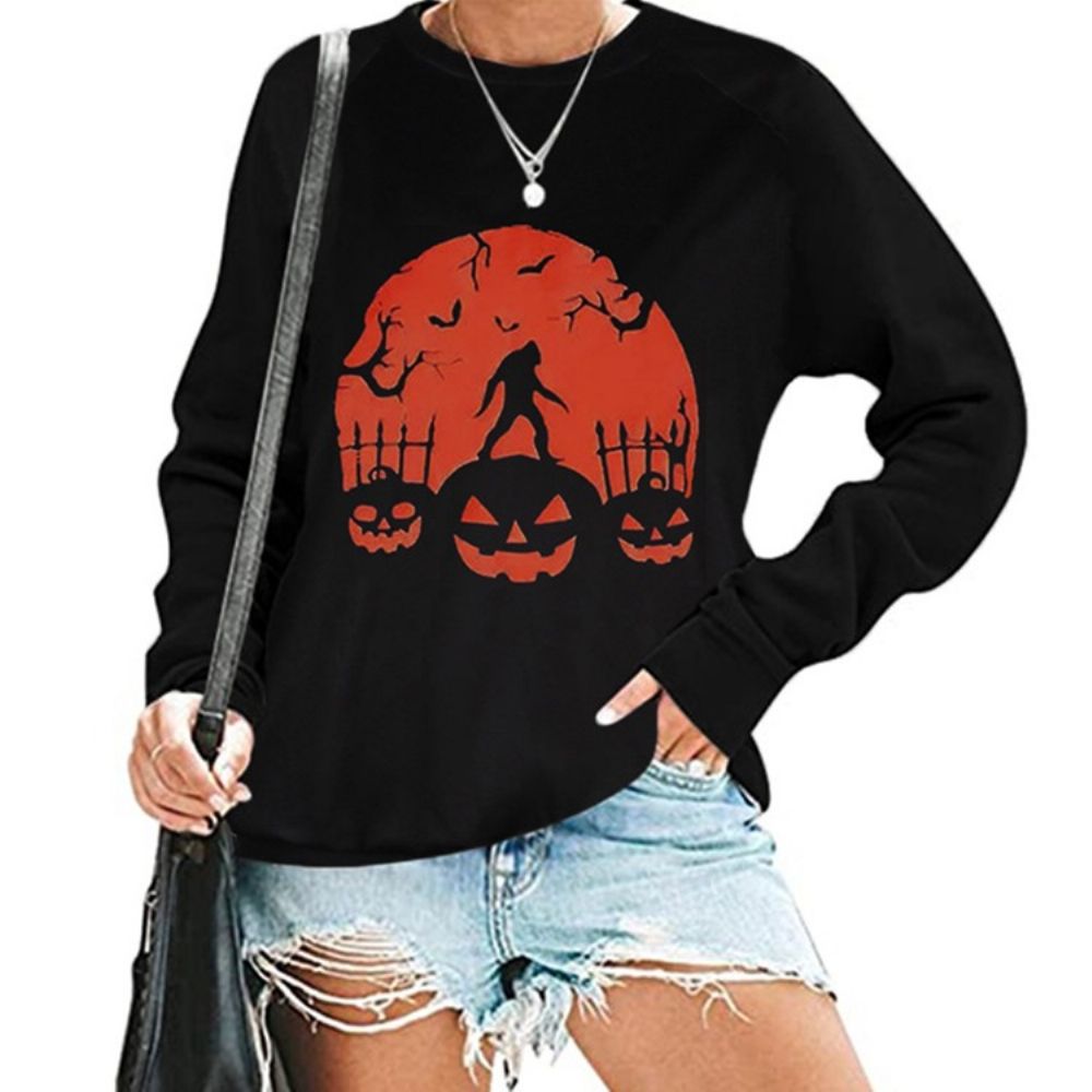 Moletom Com Capuz De Caveira Com Estampa De Halloween Manga Raglan Gola Redonda Manga Longa