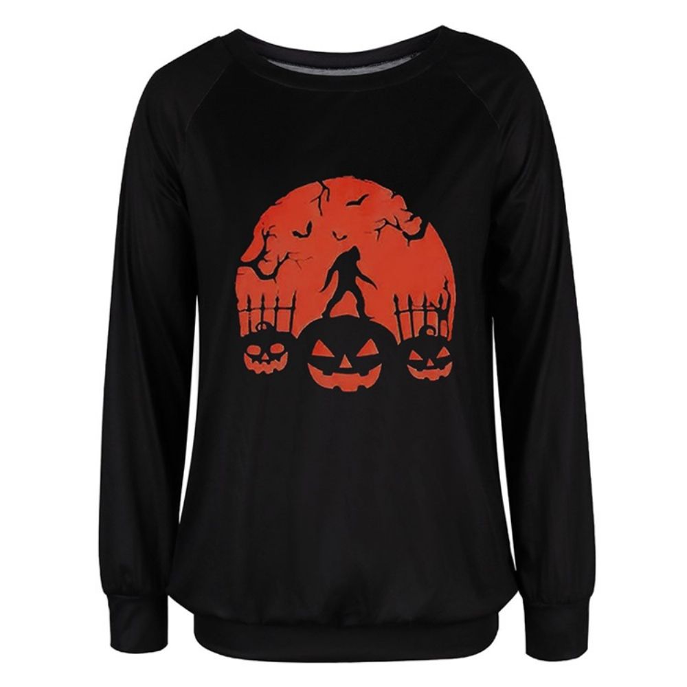 Moletom Com Capuz De Caveira Com Estampa De Halloween Manga Raglan Gola Redonda Manga Longa