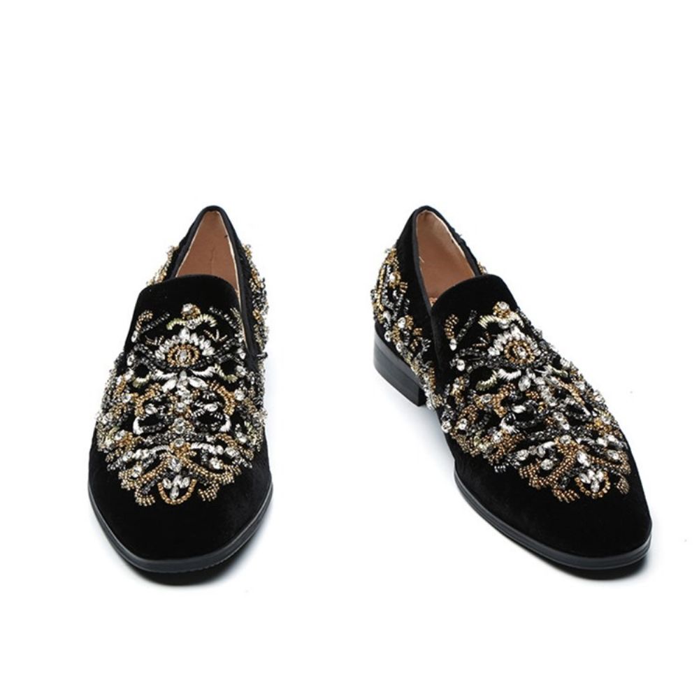 Oxfords Masculinos De Bico Redondo De Strass