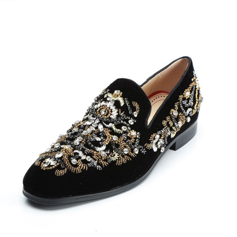 Oxfords Masculinos De Bico Redondo De Strass