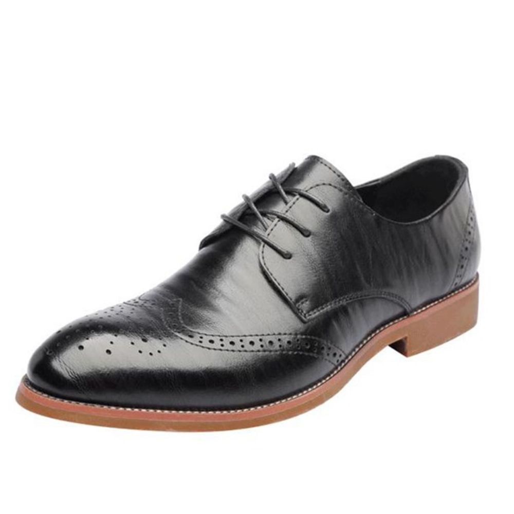 Oxfords Masculinos Lisos E Ocos De Bico Redondo Com Cadarço