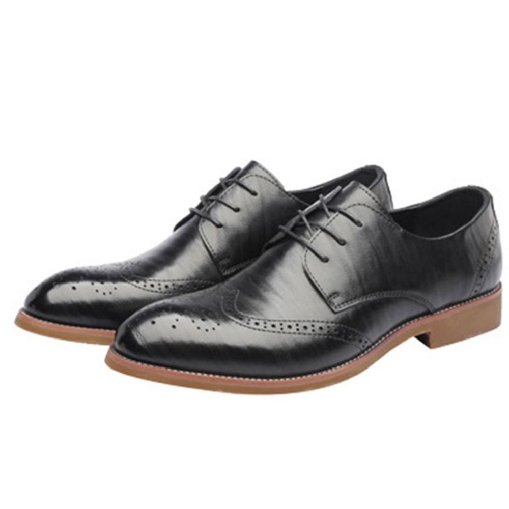 Oxfords Masculinos Lisos E Ocos De Bico Redondo Com Cadarço