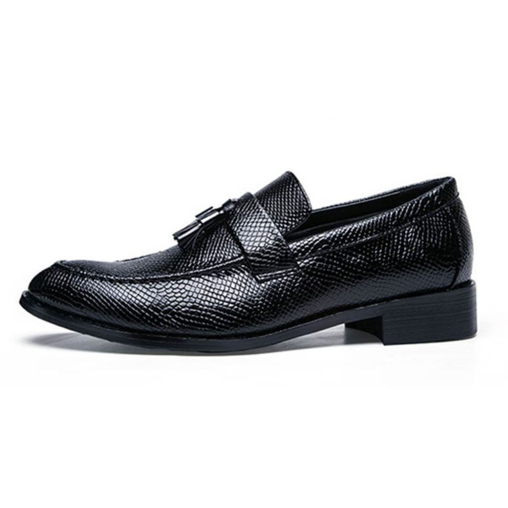 Oxfords Masculinos Pu Com Franjas Bico Redondo