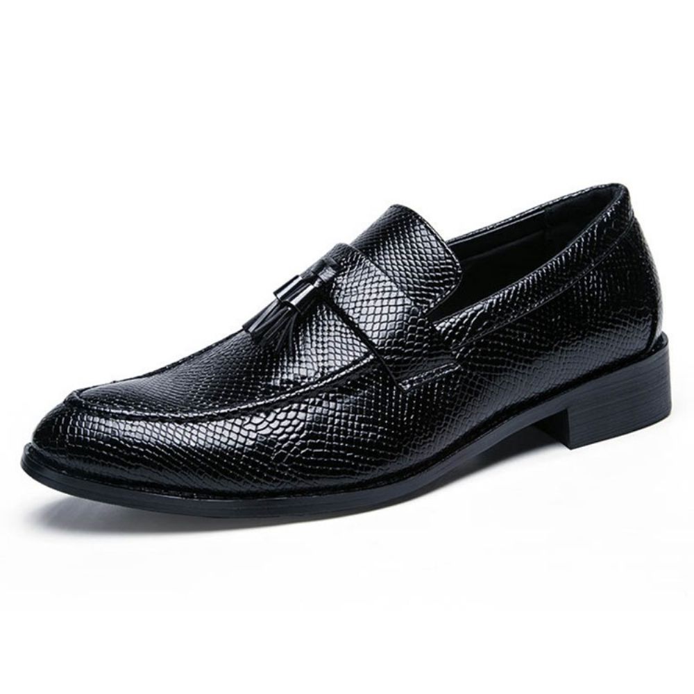 Oxfords Masculinos Pu Com Franjas Bico Redondo