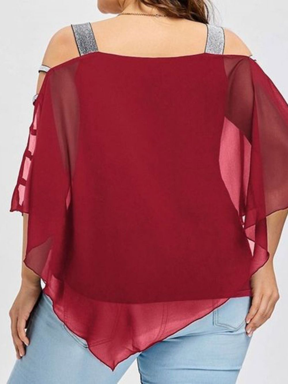 Blusa Feminina Lisa Transparente Manga Três Quartos Tamanho Grande