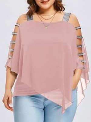 Blusa Feminina Lisa Transparente Manga Três Quartos Tamanho Grande