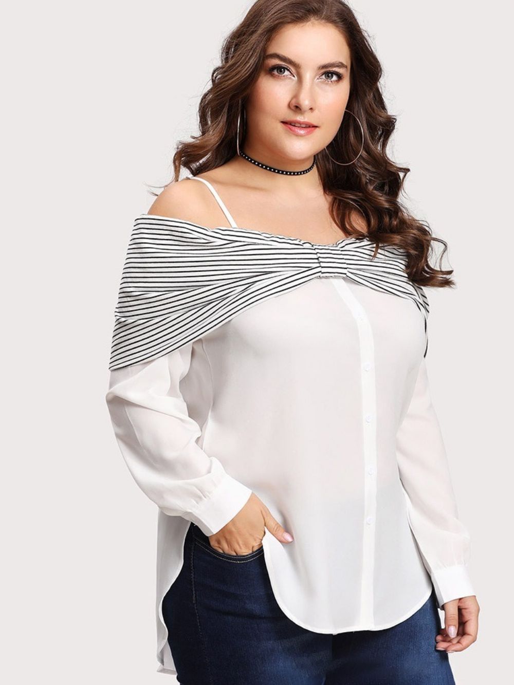 Blusa Tamanho Médio Com Listras De Patchwork