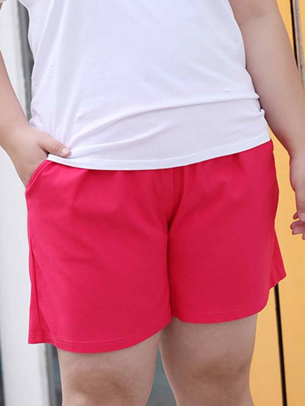 Calças Esportiva De Verão Com Bolsos Femininos Plus Size Shorts Lisos