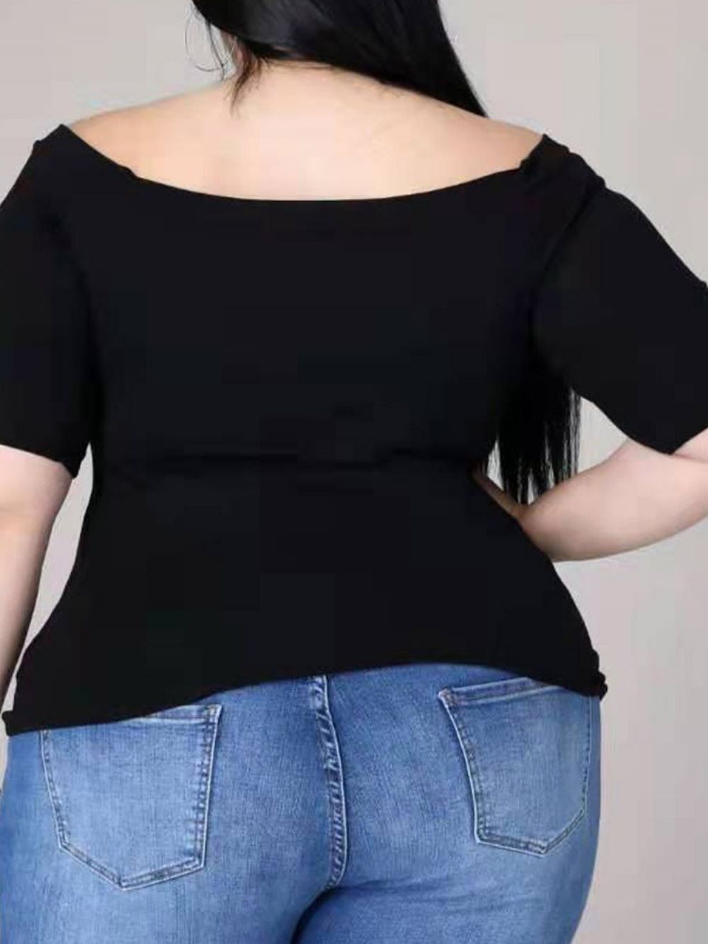 Camiseta Feminina De Escritório Feminina De Manga Curta Lisa Padrão Plus Size