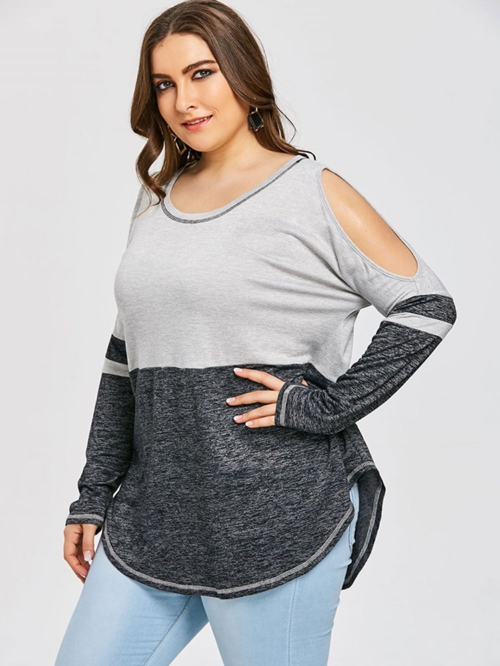 Camiseta Slim Tamanho Médio Color Block Plus Size