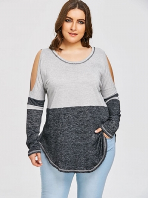 Camiseta Slim Tamanho Médio Color Block Plus Size