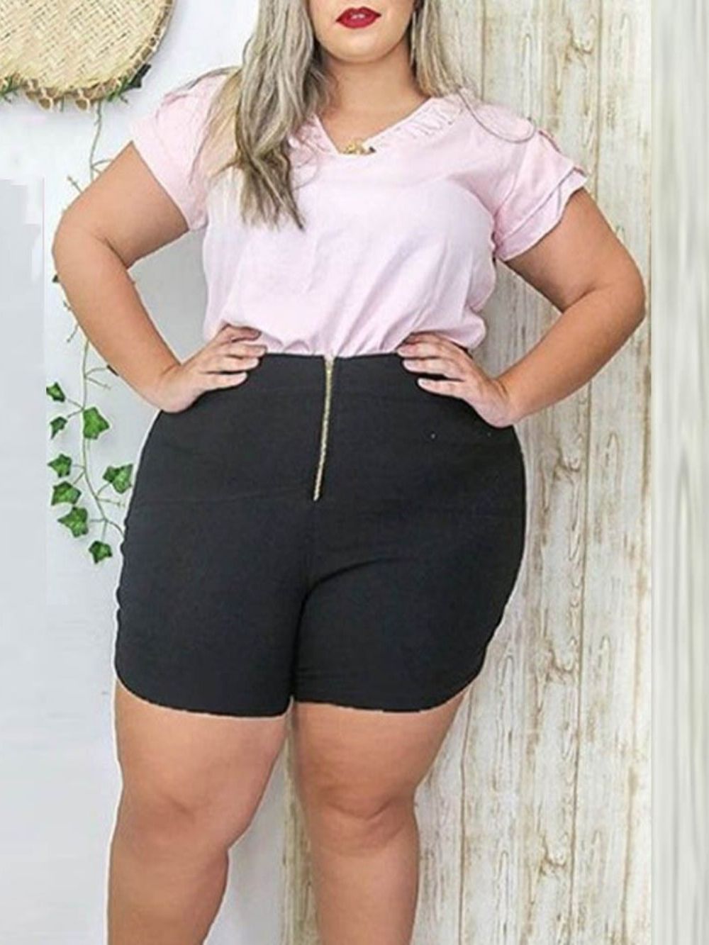 Conjuntos De Pulôver Feminino De Duas Peças Com Estampa Casual Shorts Plus Size