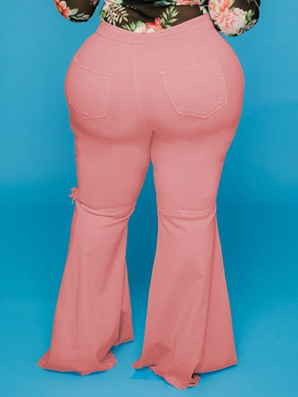 Jeans Bellbottoms Hole Lisa Cintura Média Com Zíper