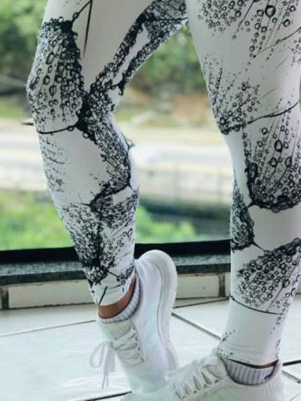 Legging Feminina Estampa Color Block Respirável De Comprimento Total Calça Yoga Legging Tiktok Cintura Alta