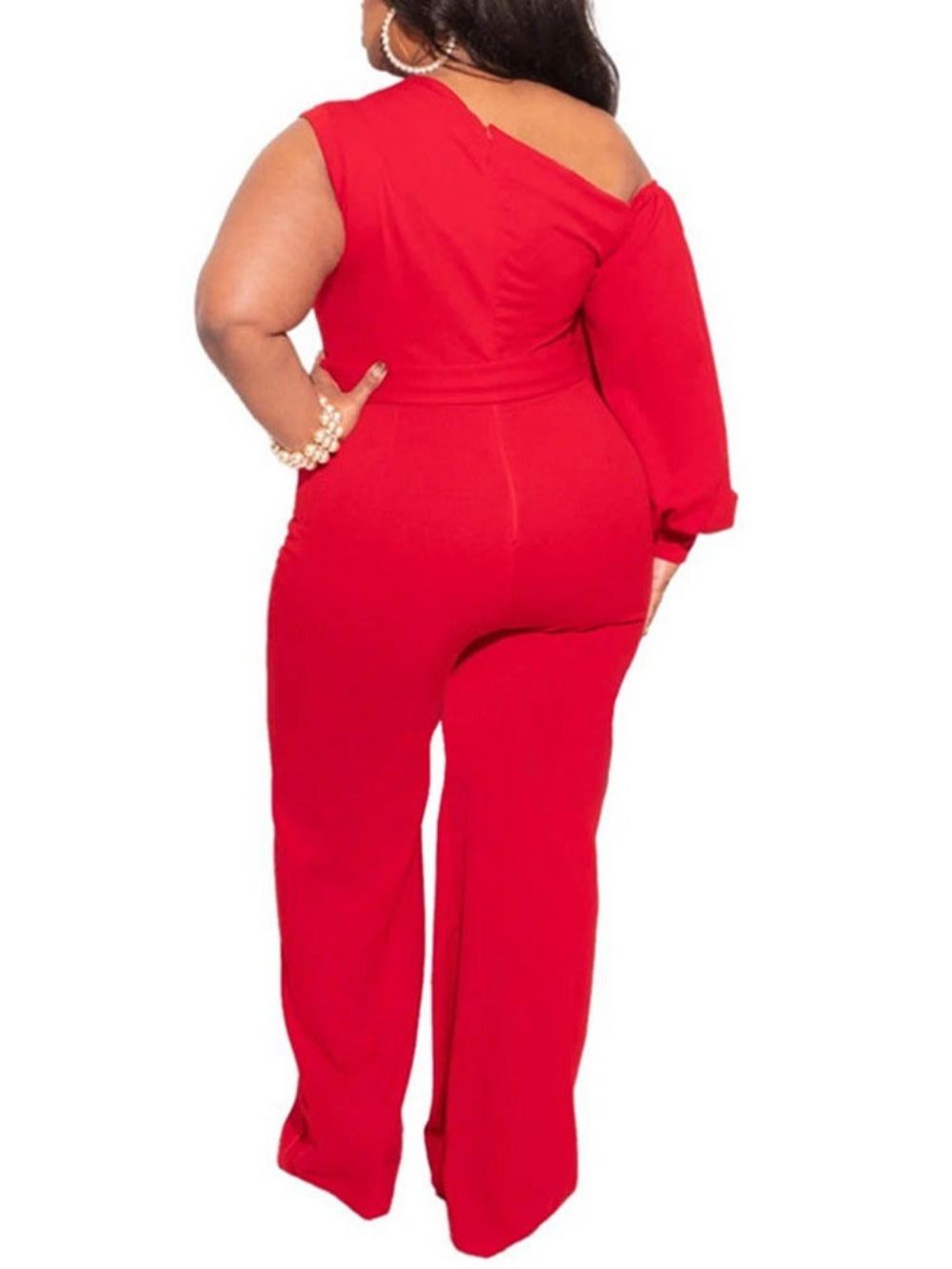 Macacão Feminino Liso Plus Size Assimétrico De Comprimento Total