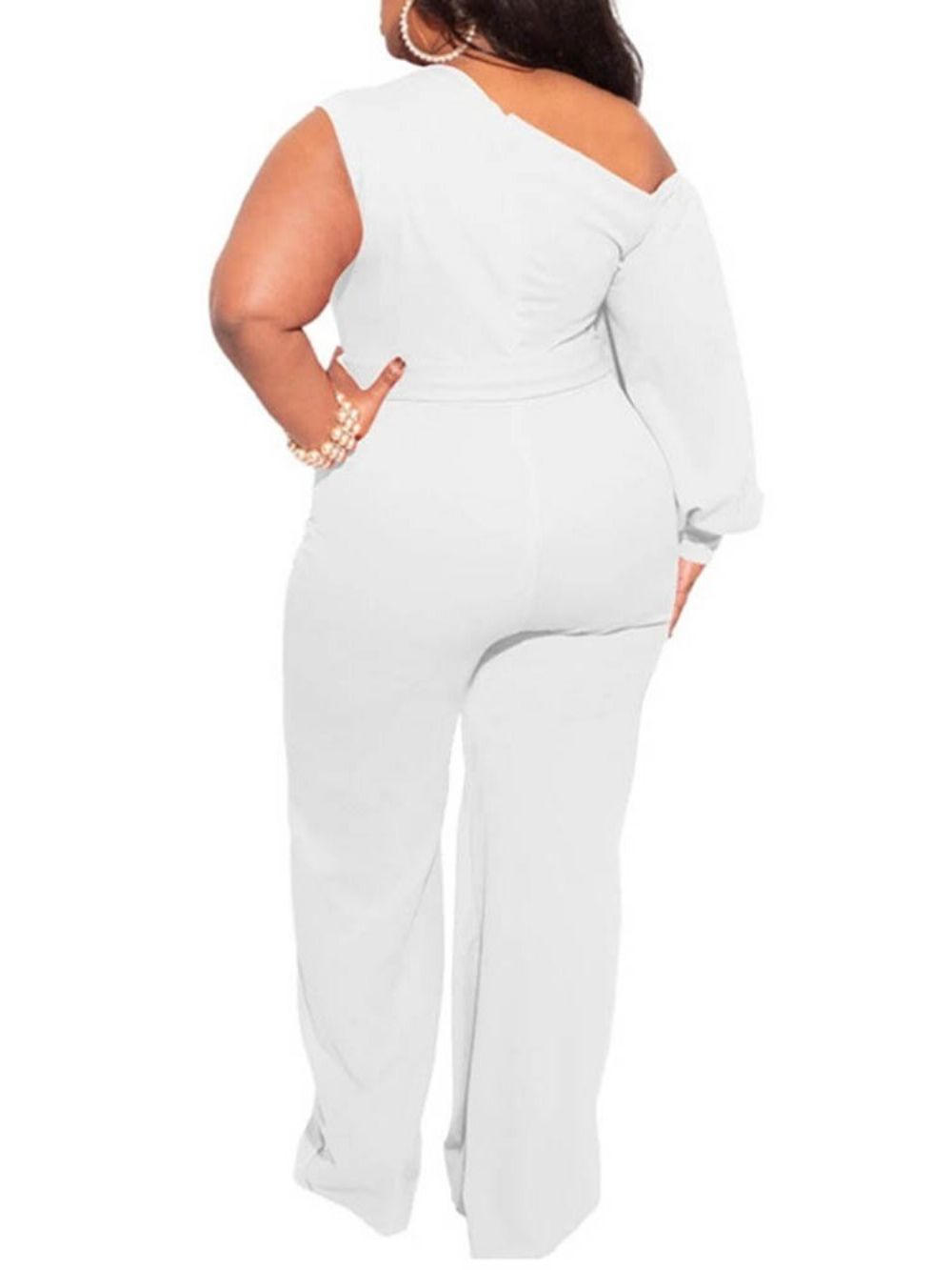 Macacão Feminino Liso Plus Size Assimétrico De Comprimento Total