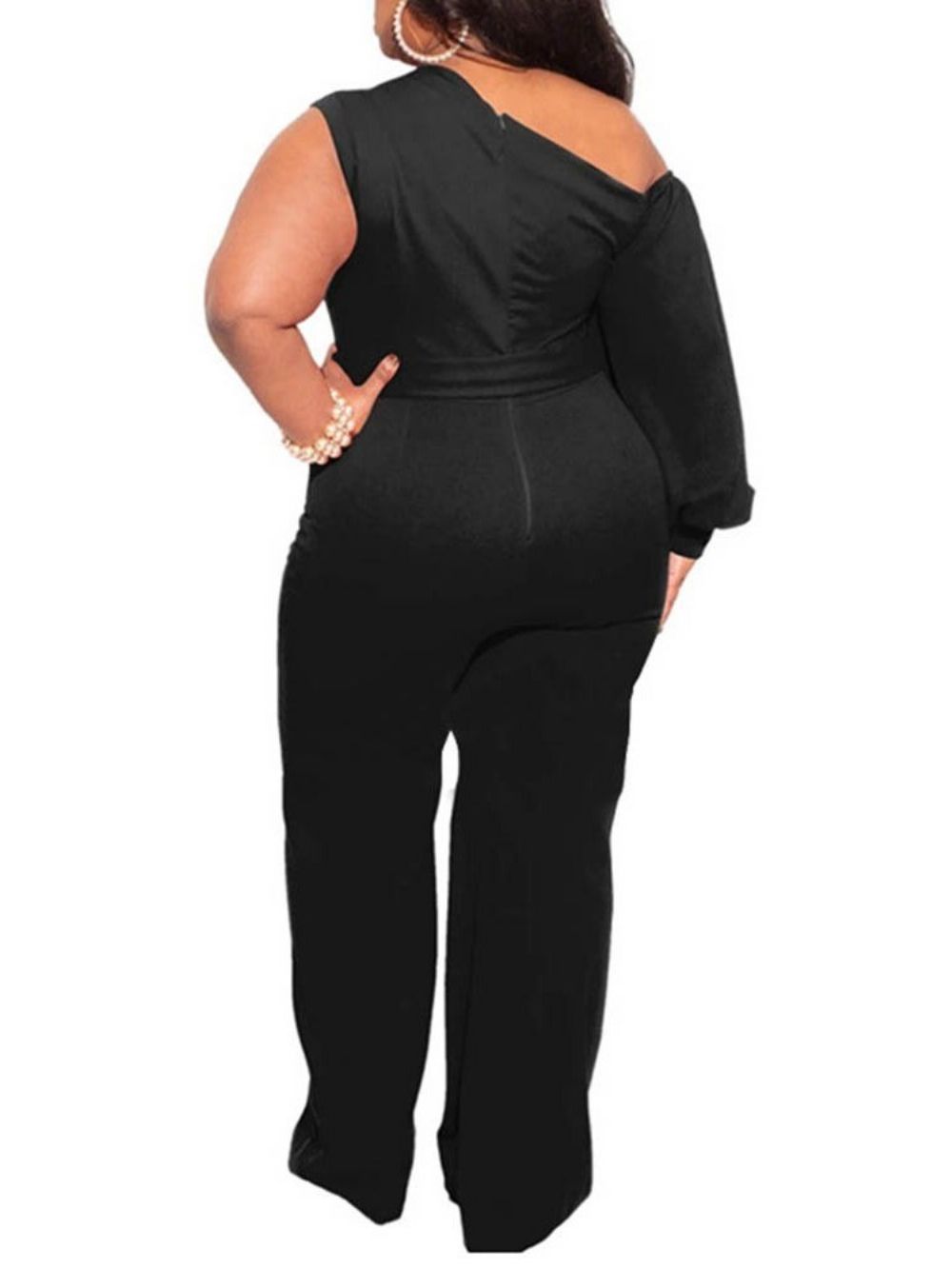 Macacão Feminino Liso Plus Size Assimétrico De Comprimento Total