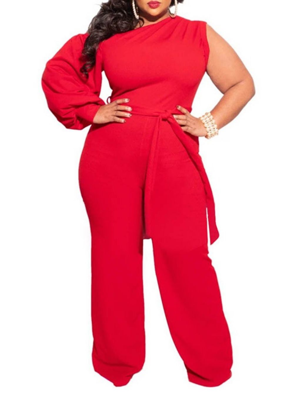 Macacão Feminino Liso Plus Size Assimétrico De Comprimento Total