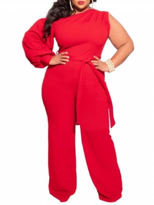 Macacão Feminino Liso Plus Size Assimétrico De Comprimento Total