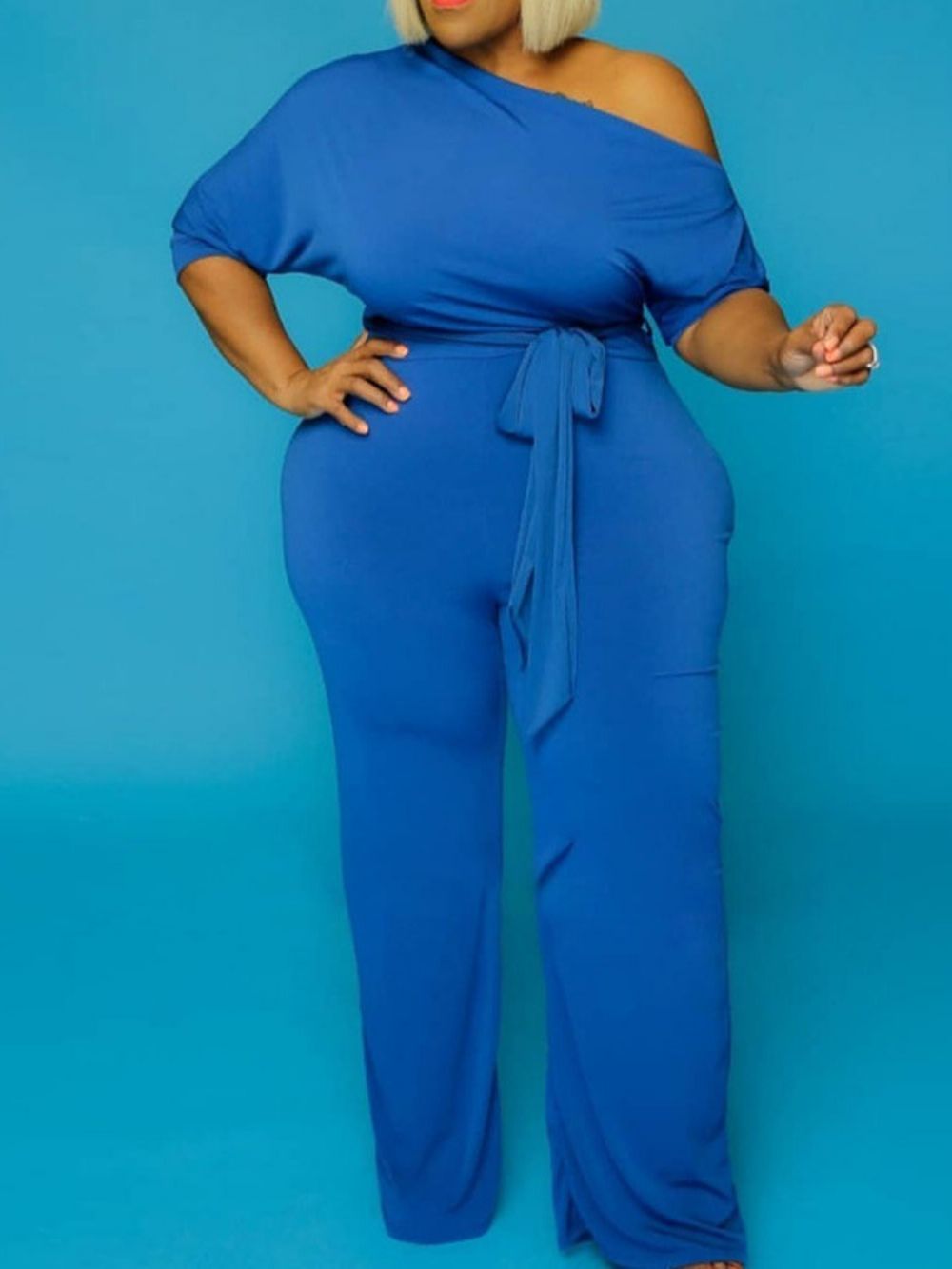 Macacão Feminino Liso Tamanho Completo Casual Slim Reto Plus Size