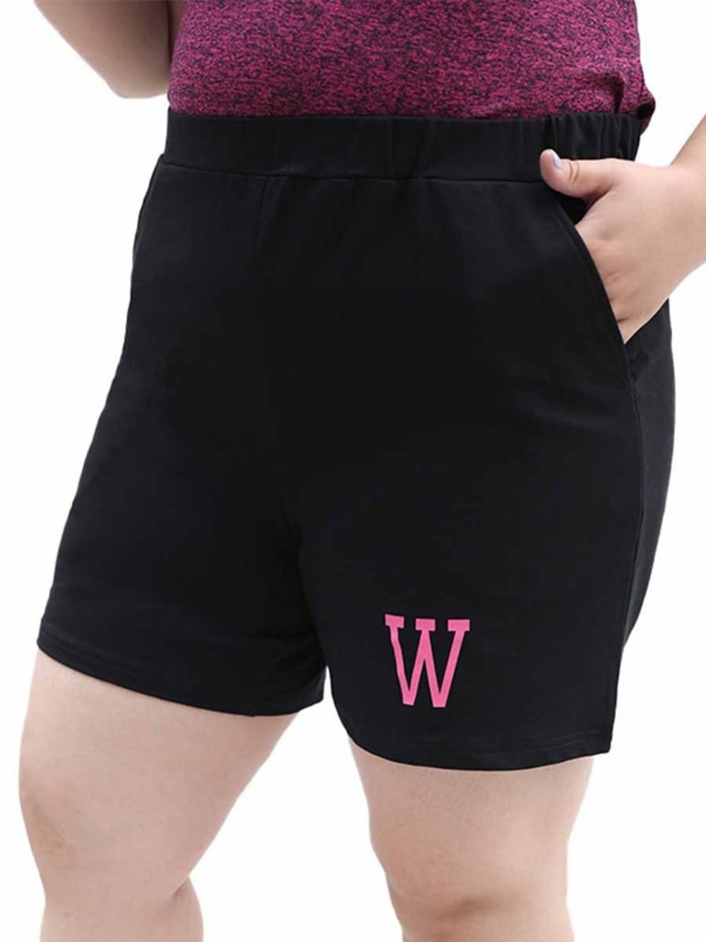 Shorts Feminino Com Bolsos Tamanho Grande Letra Corrida Ioga Esportivo