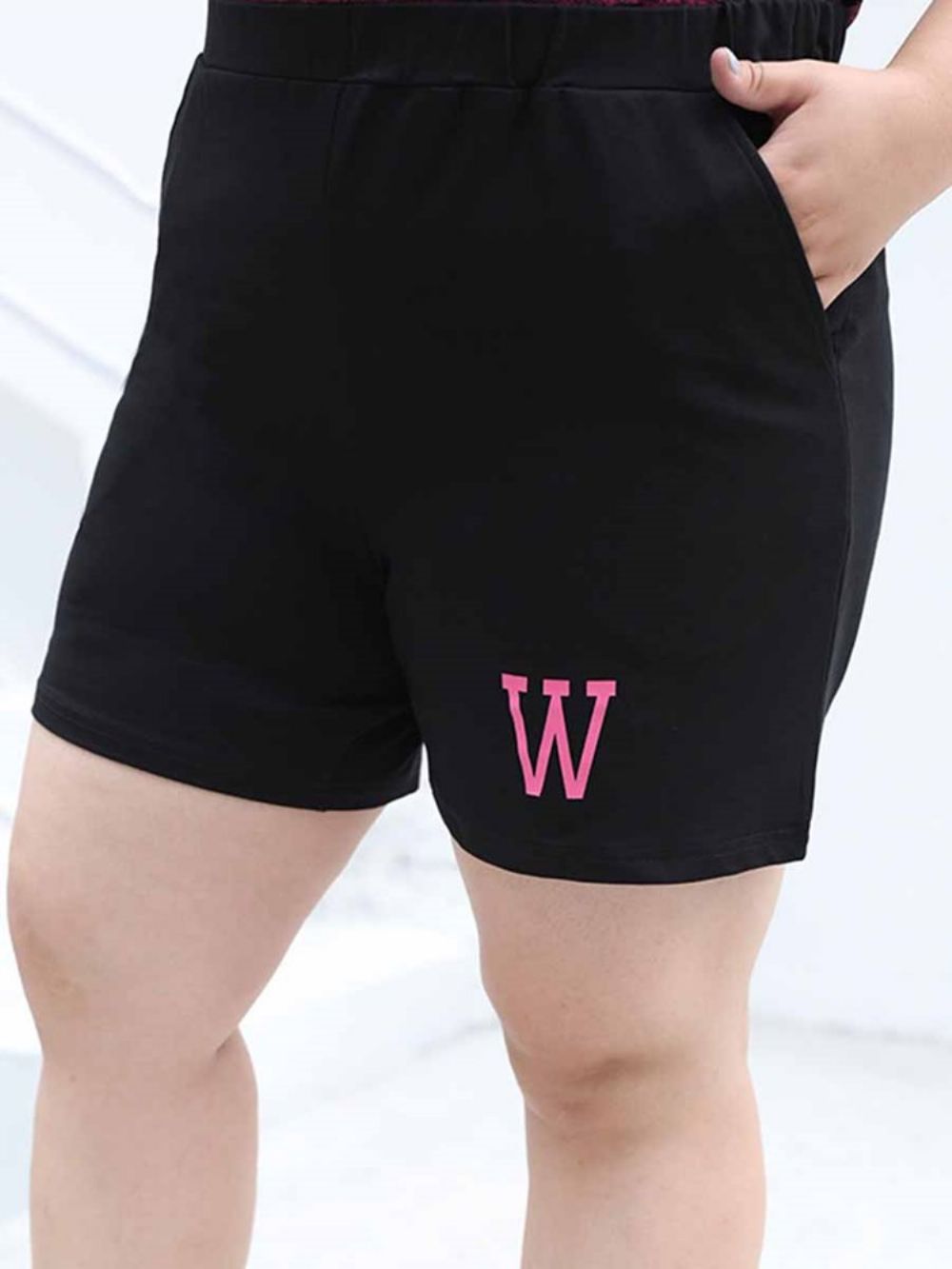 Shorts Feminino Com Bolsos Tamanho Grande Letra Corrida Ioga Esportivo