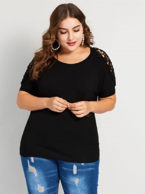 T-Shirt Solta De Renda Patchwork Plus Size