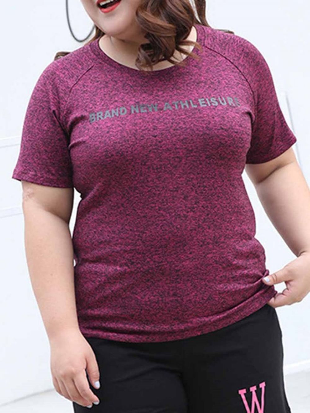 Tops Esportivos Femininos Plus Size Estampados Carta Manga Curta